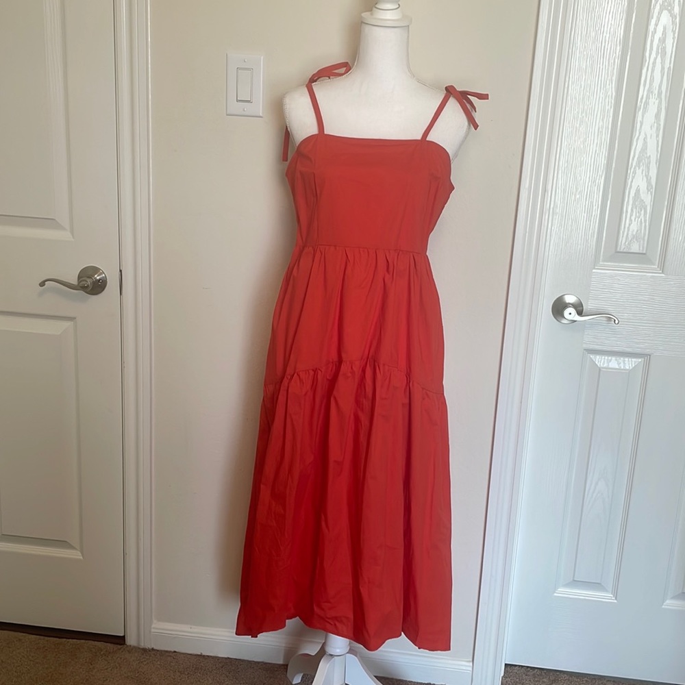 Red spaghetti strap hi-lo dress with side pockets - Who What Wear Size M